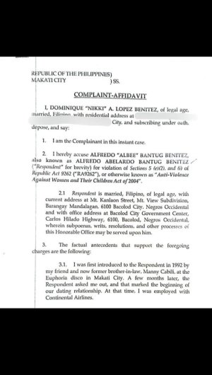 Thread 'Nikki Benitez filed Anti-Violence Against Women Complaint-Affidavit against husband Congressman Albee Benitez; Ivana Alawi named as mistress'