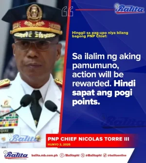 Thread 'Pangako ni Torre sa pag-upo bilang PNP Chief: 'Action will be rewarded!''