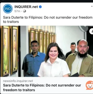 Thread 'VP Sara Duterte, infamous for her and her family’s pro-China leanings, ironically reminds Filipinos to not surrender our freedom to traitors this Inde'